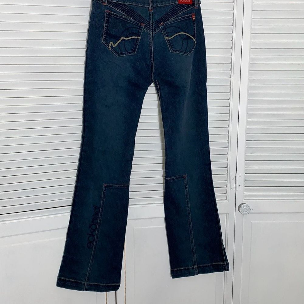 Vintage ECKO Red Flare Jeans‎ Embroidered Logo Size 9